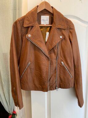 New with Tags Madewell Washed Leather Motorcycle Jacket